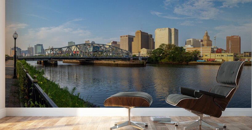 Skyline of Newark NJ from Harrison Riverbank Wall Murals