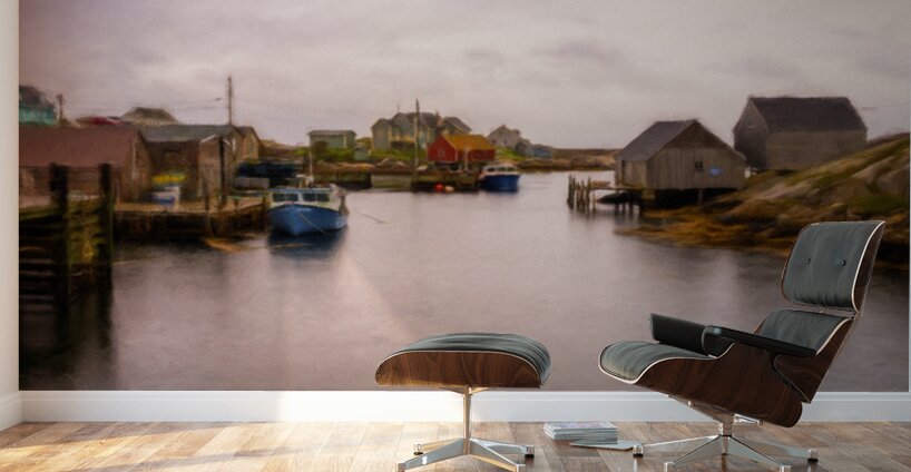 Digital painting at Peggys Cove near Halifax in Nova Scotia Can Wall Murals