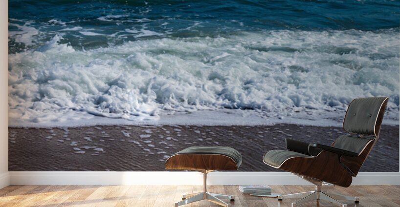 Frozen motion of waves crashing onto a pebble beach on the Isle  Wall Murals