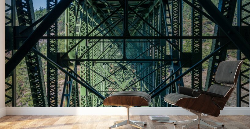 Steel structure of historic cantilevered Deception Pass bridge Wall Murals