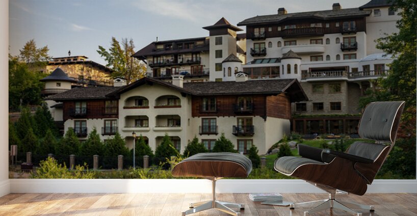 Posthotel by River Wenatchee in Alpine German town of Leavenwort Wall Murals