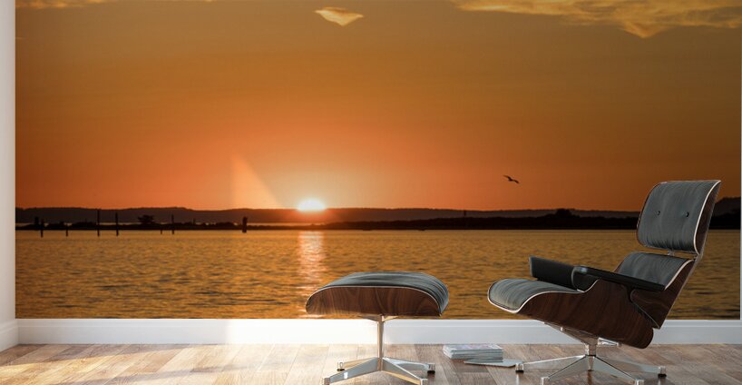 Dramatic sunset clouds over Possession Sound Everett in Washingt Wall Murals