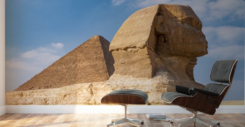 Great Pyramid behind Sphinx at Giza Egypt Wall Murals