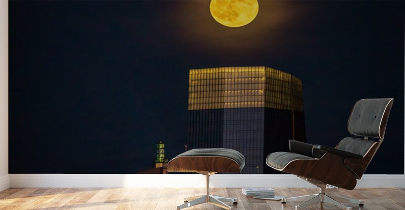 Harvest moon above sixth and Guadalupe apartment Austin Wall Murals