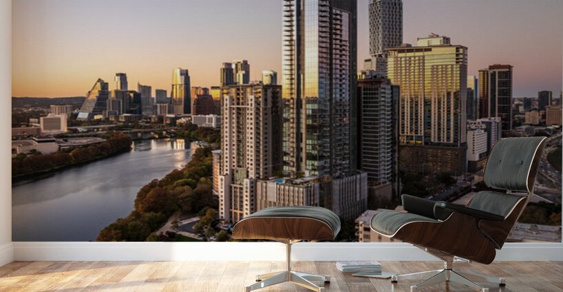 44 East Tower rises above Rainey Street District in Austin Wall Murals