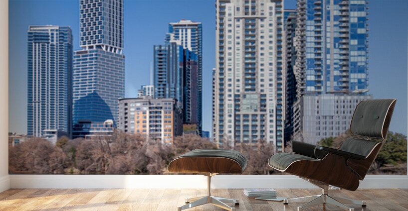 Modern Rainey Street Austin apartments above lake Wall Murals