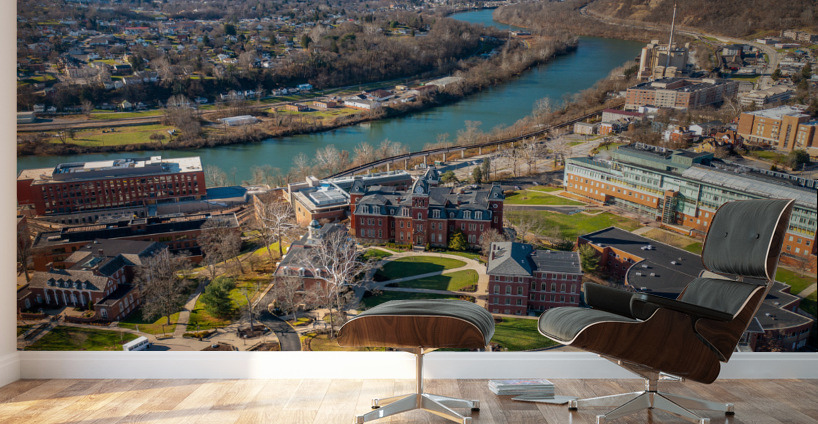 Aerial drone panorama of Woodburn Hall at WVU Wall Murals