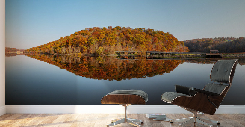Perfect reflection of autumn leaves in Cheat Lake Wall Murals