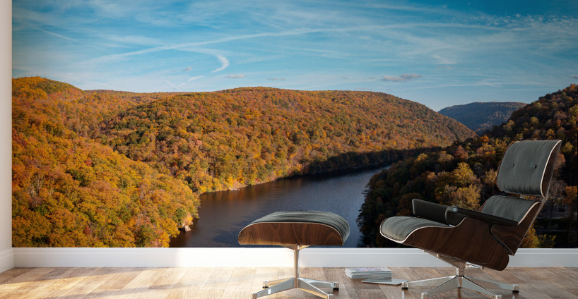 Autumn view of the Cheat river entering the lake in Morgantown WV Wall Murals