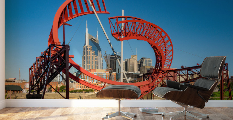 Modern sculpture frames the skyline of Nashville Tennessee Wall Murals