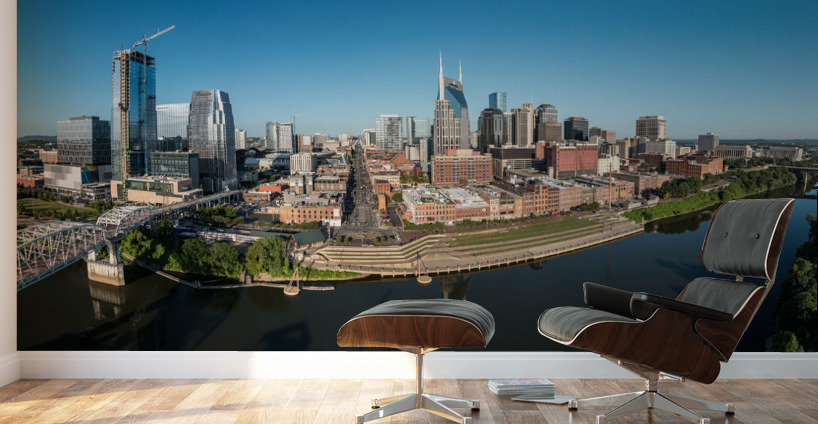 Panoramic skyline of Nashville in Tennessee from aerial drone Wall Murals