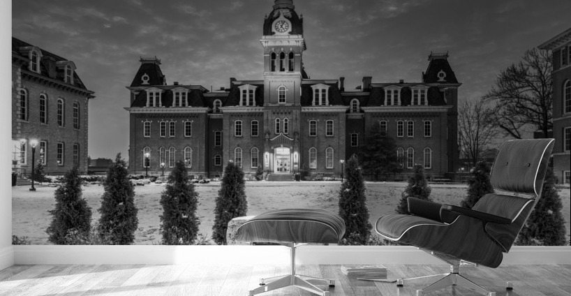 Black and White Woodburn Hall at West Virginia University Wall Murals