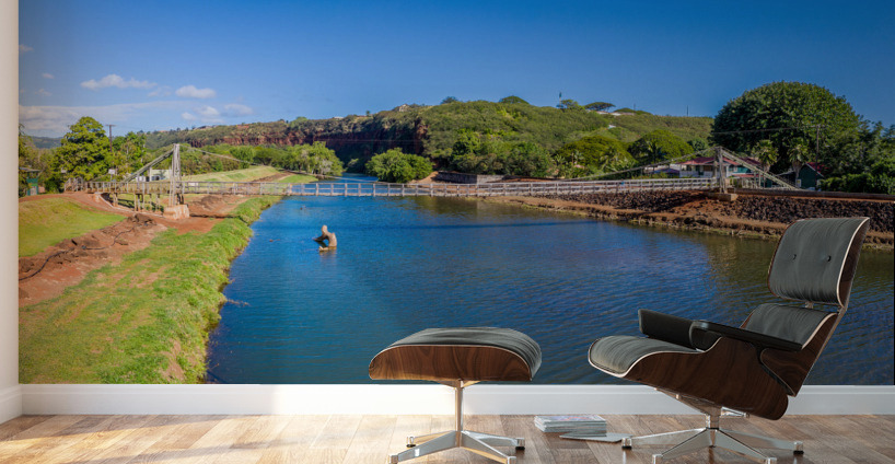 Swinging bridge at Hanapepe on Hawaiian island of Kauai Wall Murals