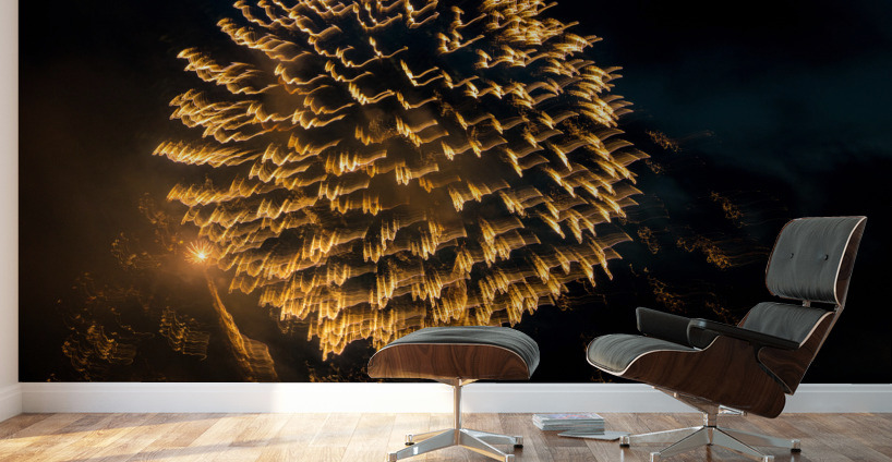 Abstract firework show over Pittsburgh Wall Murals