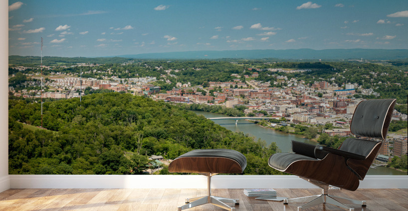 Aerial panorama image of the downtown and university in Morgantown Wall Murals