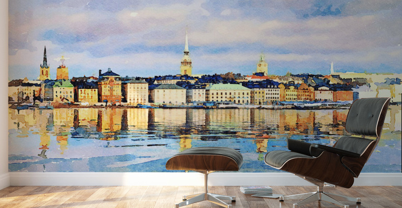 Water color of Gamla Stan in Stockholm Wall Murals