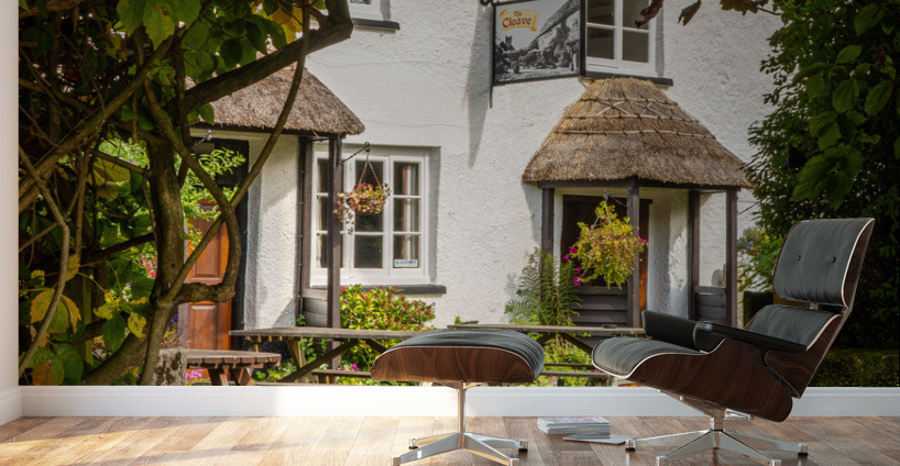 Thatched pub garden in Lustleigh in Devon Wall Murals