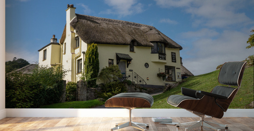Thatched tea shop in Lustleigh in Devon Wall Murals