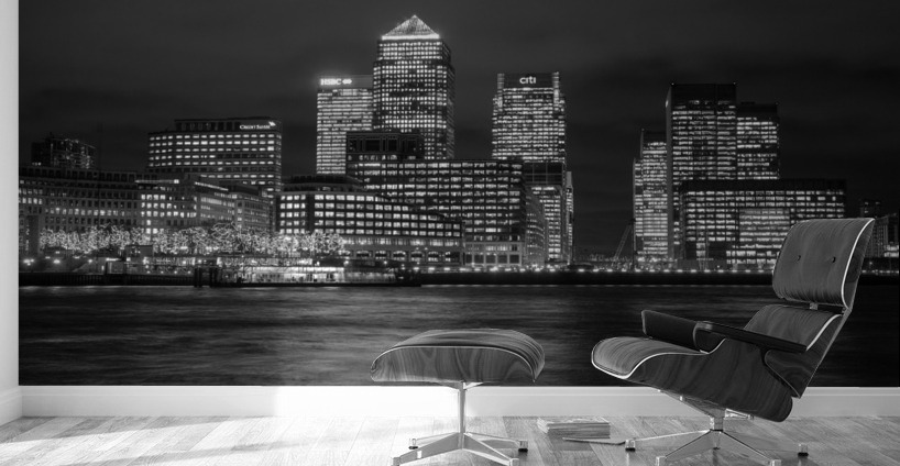 Skyline of Canary Wharf in London Wall Murals