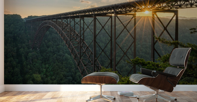 Sunset at the New River Gorge Bridge in West Virginia Wall Murals