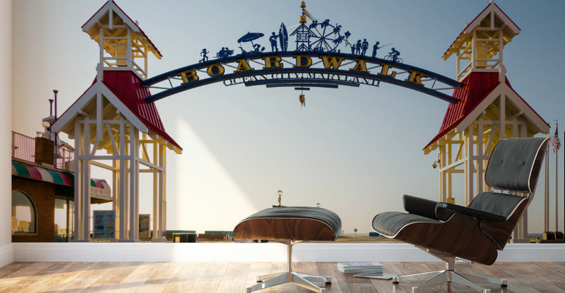 Famous sign above Ocean City boardwalk at sunrise Wall Murals