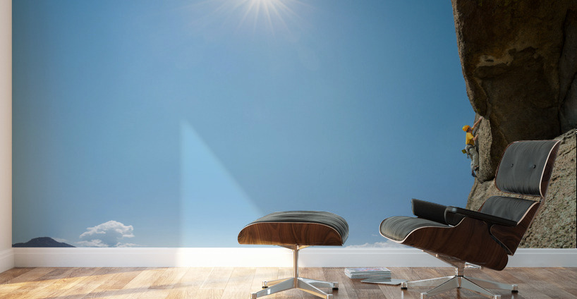 Senior man on steep rock climb in Colorado Wall Murals