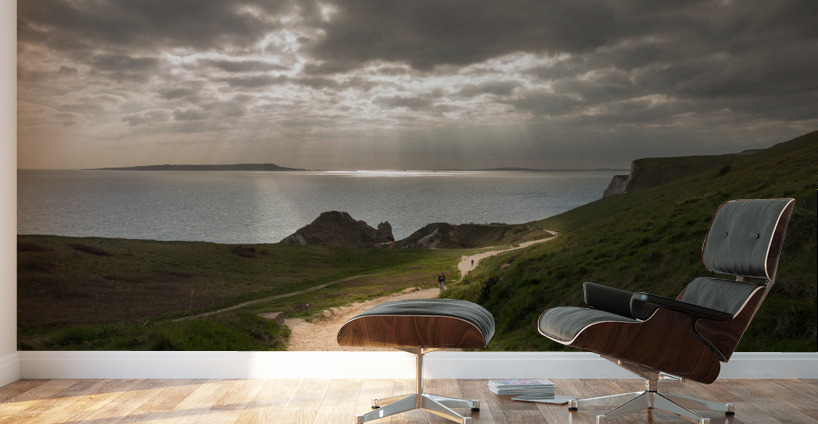 Pathway to the sunlight by ocean Wall Murals