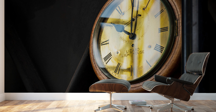 Detail of lighthouse keepers clock at Lizard in Cornwall Wall Murals