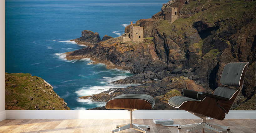 Long duration image of the ruins at Botallack tin mine Wall Murals