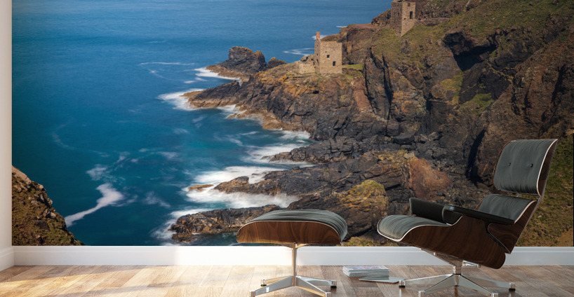 Long duration image of the ruins at Botallack tin mine Wall Murals