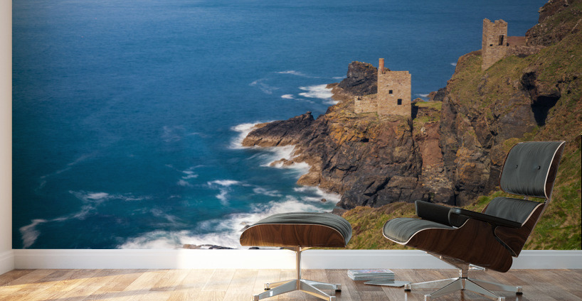 Long duration image of the ruins at Botallack tin mine Wall Murals