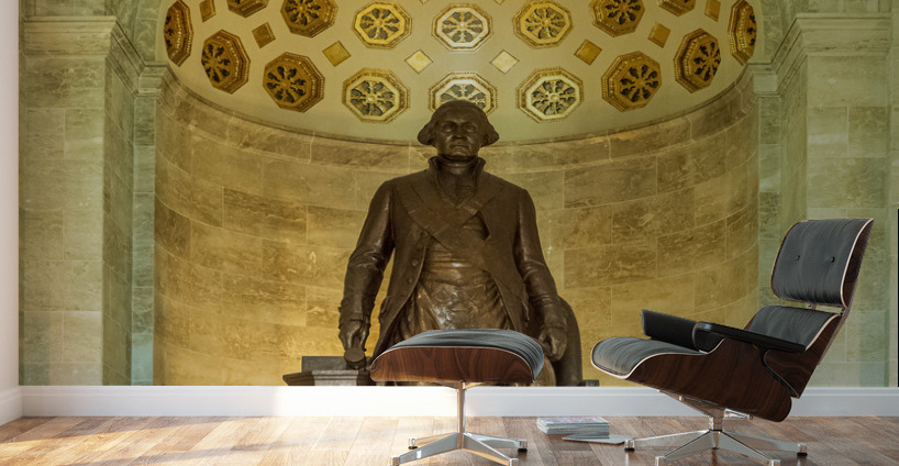 Statue of George Washington in Masonic Memorial Wall Murals