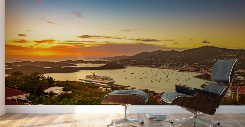 Sunset over Charlotte Amalie St Thomas Wall Murals