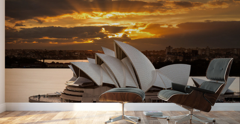 Dramatic dawn photo Sydney Opera House Wall Murals