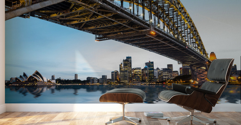Dramatic panoramic sunset photo Sydney harbor Wall Murals