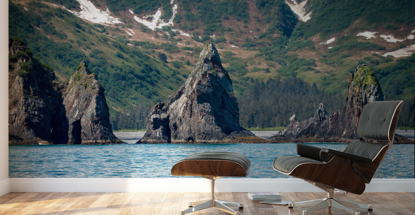 Rocky outcrops in the bay at Seward in Alaska Wall Murals