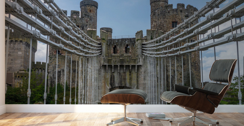 Thomas Telford suspension bridge to the Castle in Conwy Wall Murals