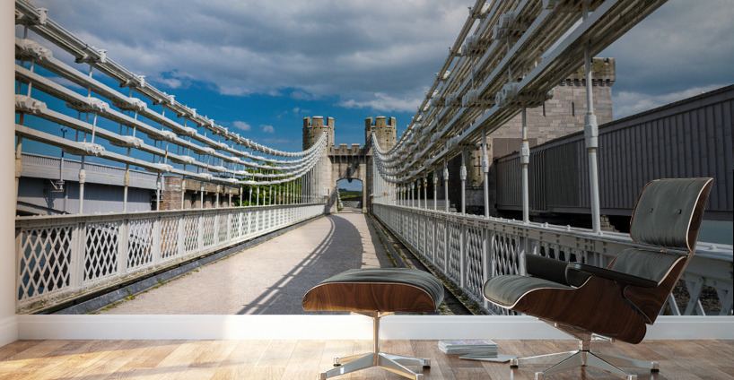 Thomas Telford suspension bridge to the Castle in Conwy Wall Murals