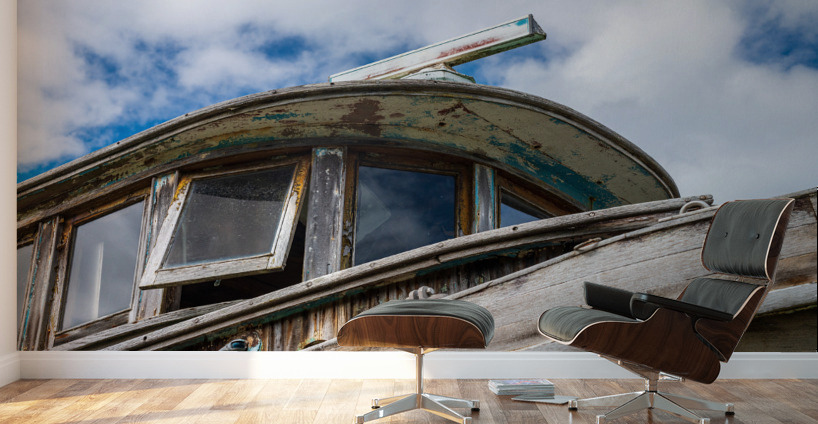 Detail of abandoned fishing boat at Icy Strait Point Wall Murals