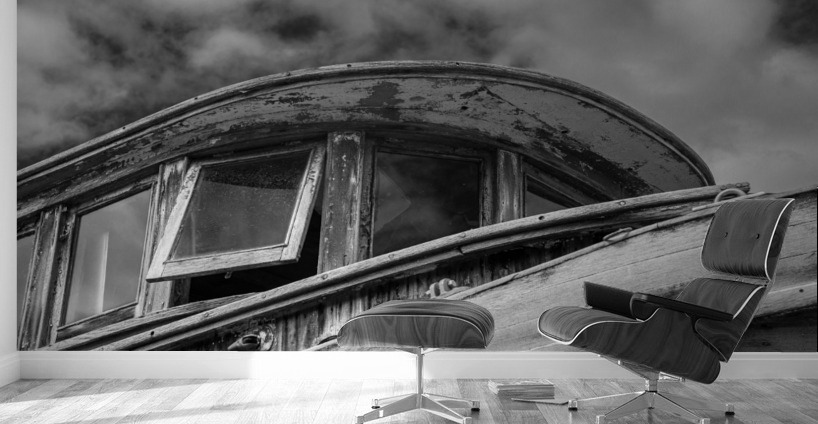 Monochrome abandoned fishing boat at Icy Strait Point Wall Murals