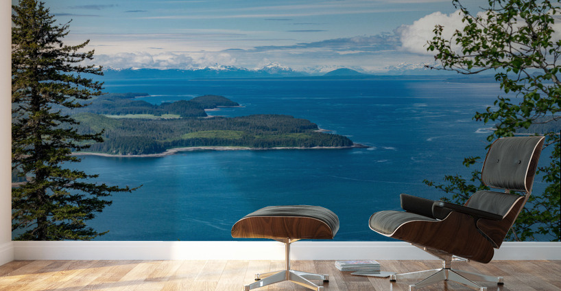 Panorama of the mountain range at Icy Strait Point in Alaska Wall Murals