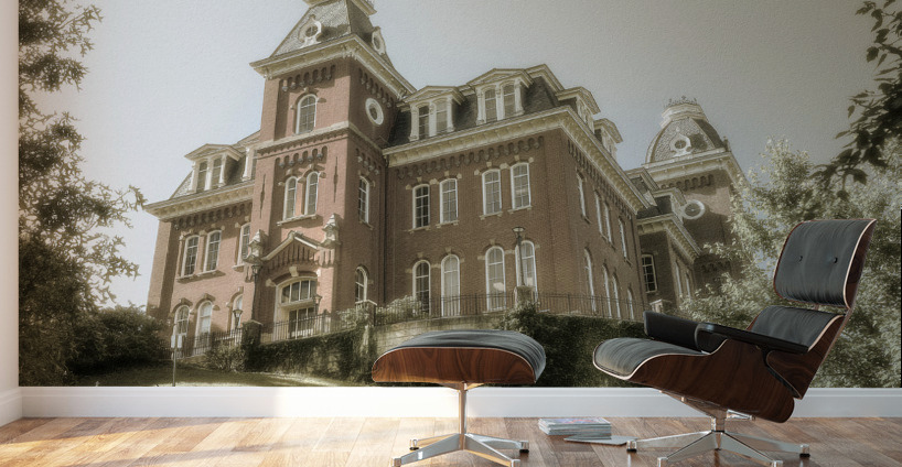 Sepia of Woodburn Hall at WVU in Morgantown Wall Murals