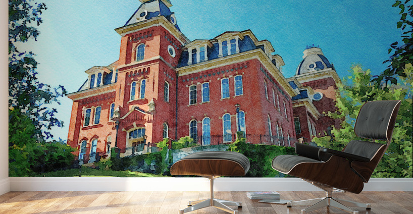 Water color of Woodburn Hall at WVU in Morgantown Wall Murals