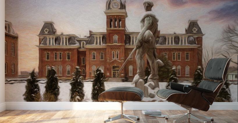 Pastel Mountaineer statue against Woodburn Hall Wall Murals