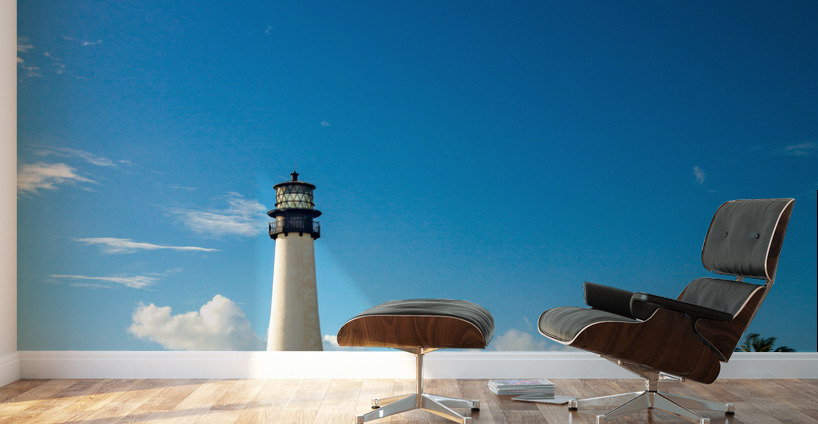 Beach scene at Cape Florida lighthouse in Bill Baggs Wall Murals