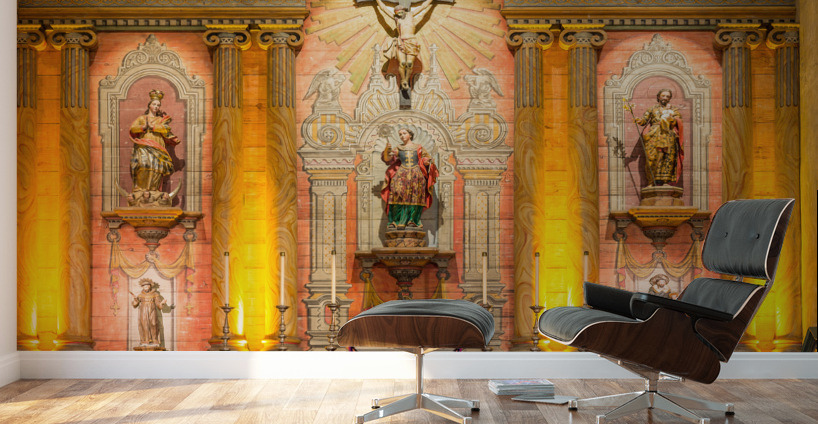 Interior of the church at Santa Barbara Mission Wall Murals