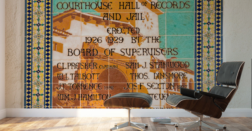 Tiling celebrating building of Courthouse Wall Murals