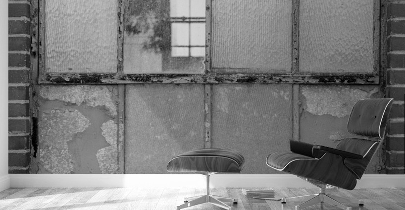 Old rusty window in warehouse in black and white Wall Murals