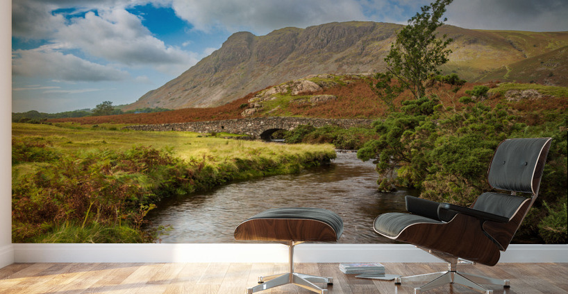 Stone bridge over river by Wastwater Wall Murals