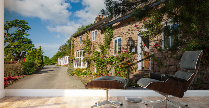 Ancient pub or restaurant on small road Wall Murals